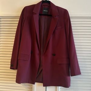 Madewell Drapweave Caldwell double-breasted blazer - color: cabaret
